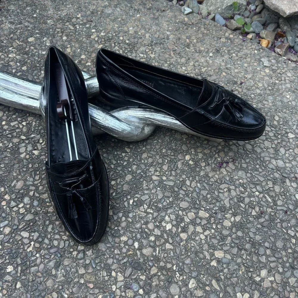Mario Bruni Black Blitz Tassel Dress Shoes Size 11.5 N